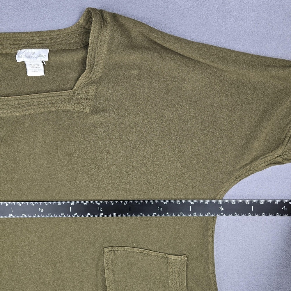 Soft Surroundings Tunic Top Womens One Size Green Lagenlook Dolman Pockets - Picture 5 of 8